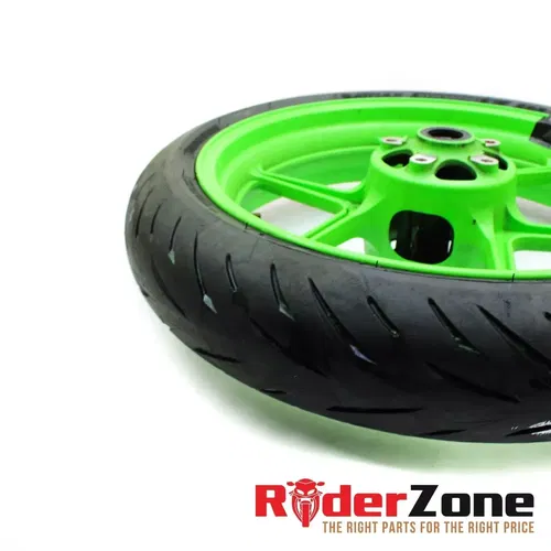 2013 - 2018 KAWASAKI NINJA ZX6R WHEELS SET GREEN RIMS BRIDGESTONE TIRES BATTLAX