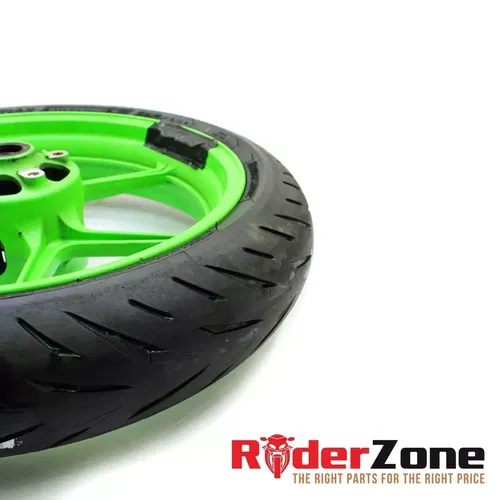 2013 - 2018 KAWASAKI NINJA ZX6R WHEELS SET GREEN RIMS BRIDGESTONE TIRES BATTLAX