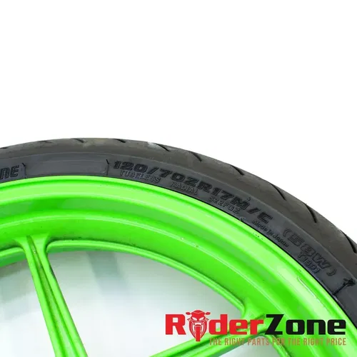 2013 - 2018 KAWASAKI NINJA ZX6R WHEELS SET GREEN RIMS BRIDGESTONE TIRES BATTLAX