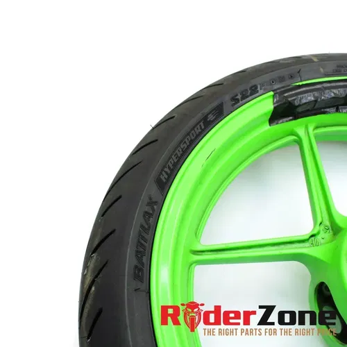 2013 - 2018 KAWASAKI NINJA ZX6R WHEELS SET GREEN RIMS BRIDGESTONE TIRES BATTLAX