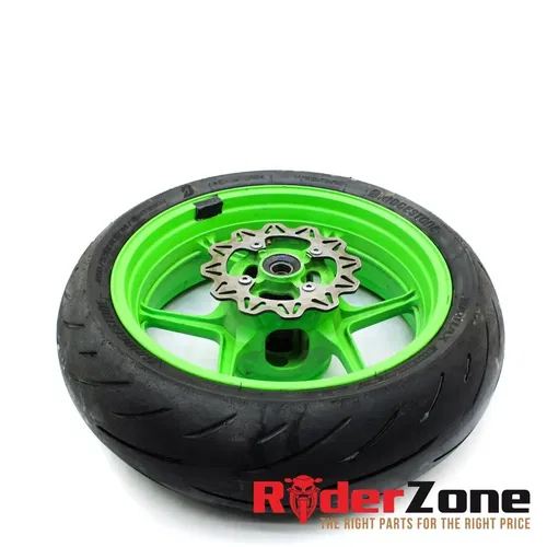 2013 - 2018 KAWASAKI NINJA ZX6R WHEELS SET GREEN RIMS BRIDGESTONE TIRES BATTLAX