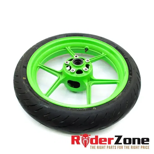 2013 - 2018 KAWASAKI NINJA ZX6R WHEELS SET GREEN RIMS BRIDGESTONE TIRES BATTLAX