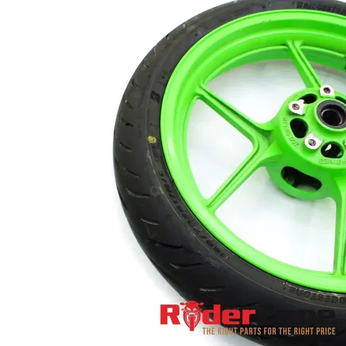 2013 - 2018 KAWASAKI NINJA ZX6R WHEELS SET GREEN RIMS BRIDGESTONE TIRES BATTLAX