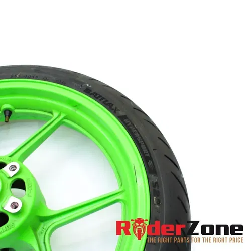2013 - 2018 KAWASAKI NINJA ZX6R WHEELS SET GREEN RIMS BRIDGESTONE TIRES BATTLAX