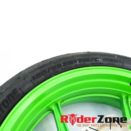 2013 - 2018 KAWASAKI NINJA ZX6R WHEELS SET GREEN RIMS BRIDGESTONE TIRES BATTLAX