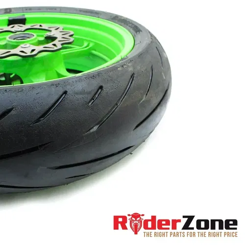 2013 - 2018 KAWASAKI NINJA ZX6R WHEELS SET GREEN RIMS BRIDGESTONE TIRES BATTLAX
