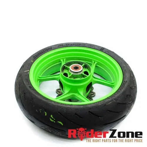 2013 - 2018 KAWASAKI NINJA ZX6R WHEELS SET GREEN RIMS BRIDGESTONE TIRES BATTLAX