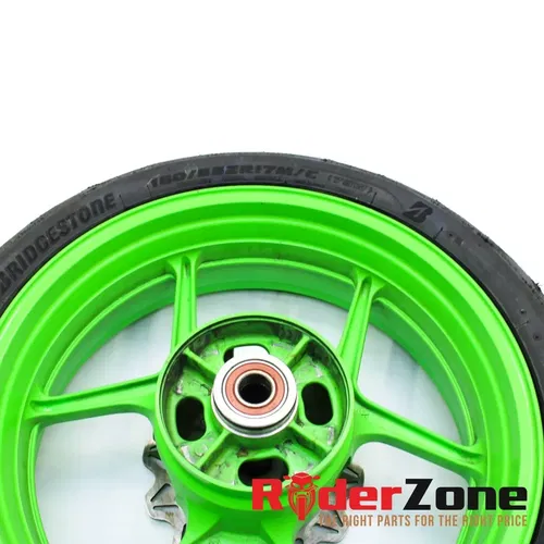 2013 - 2018 KAWASAKI NINJA ZX6R WHEELS SET GREEN RIMS BRIDGESTONE TIRES BATTLAX
