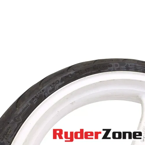 2005 2006 SUZUKI GSXR 1000 FRONT WHEEL WHITE MICHELIN TIRE STRAIGHT RIM *BENT*