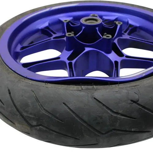 2017 - 2024 YAMAHA YZF R1 FRONT WHEEL BLUE PIRELLI TIRE *DAMAGED / BENT*