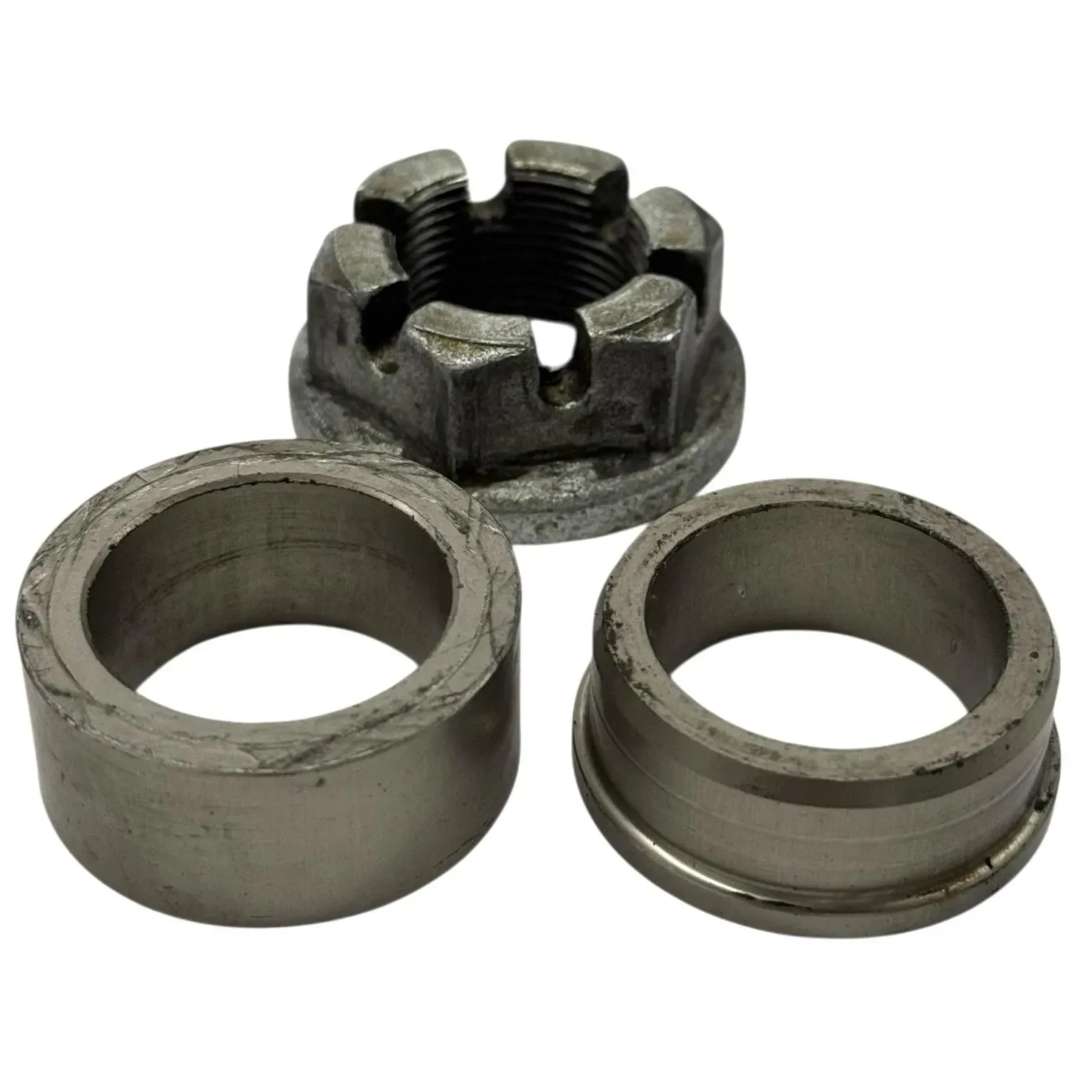 2008 2009 SUZUKI GSXR600 GSXR750 AXLE SPACER INSERTS TENSIONER AXLE NUT SILVER