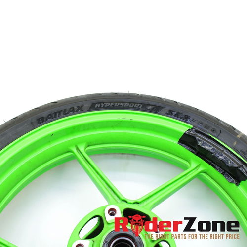 2013 - 2018 KAWASAKI NINJA ZX6R WHEELS SET GREEN RIMS BRIDGESTONE TIRES BATTLAX