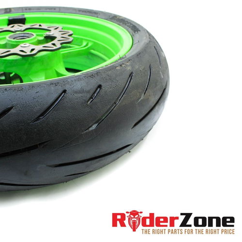 2013 - 2018 KAWASAKI NINJA ZX6R WHEELS SET GREEN RIMS BRIDGESTONE TIRES BATTLAX