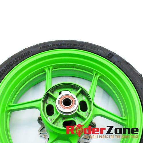 2013 - 2018 KAWASAKI NINJA ZX6R WHEELS SET GREEN RIMS BRIDGESTONE TIRES BATTLAX