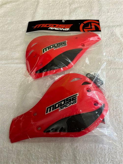 Moose Racing New Deflector Hand-guard Red and Black with Mounting Hardware