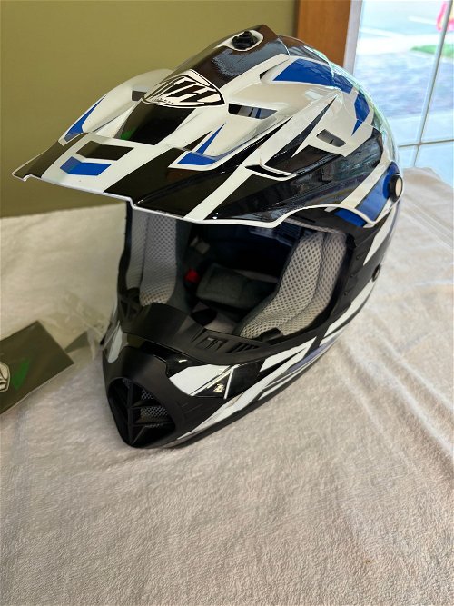 THH Racing Blue, White, and Black Small Youth Helmet