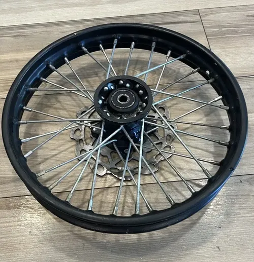 *** DENTED *** Front Wheel Assembly (14") For SSR SR125 Pit Bikes.