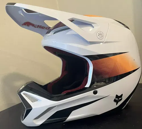 Fox Racing Motocross V1 Flora Helmets-White/Black (Small)