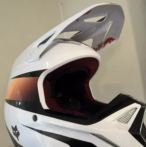 Fox Racing Motocross V1 Flora Helmets-White/Black (Small)