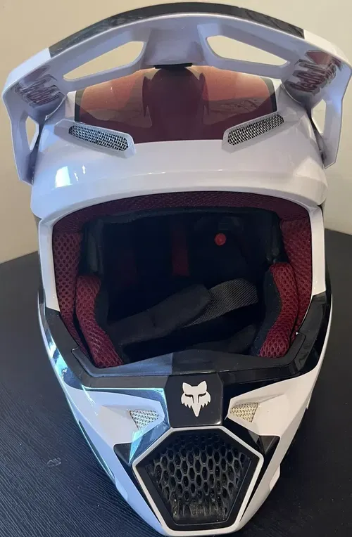 Fox Racing Motocross V1 Flora Helmets-White/Black (Small)