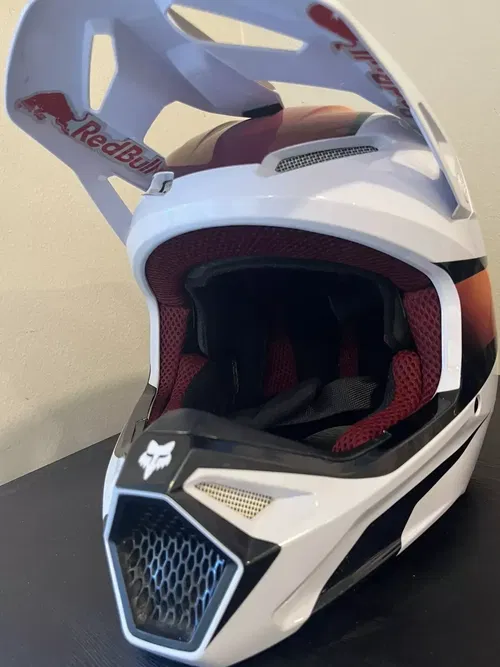 Fox Racing Motocross V1 Flora Helmets-White/Black (Small)