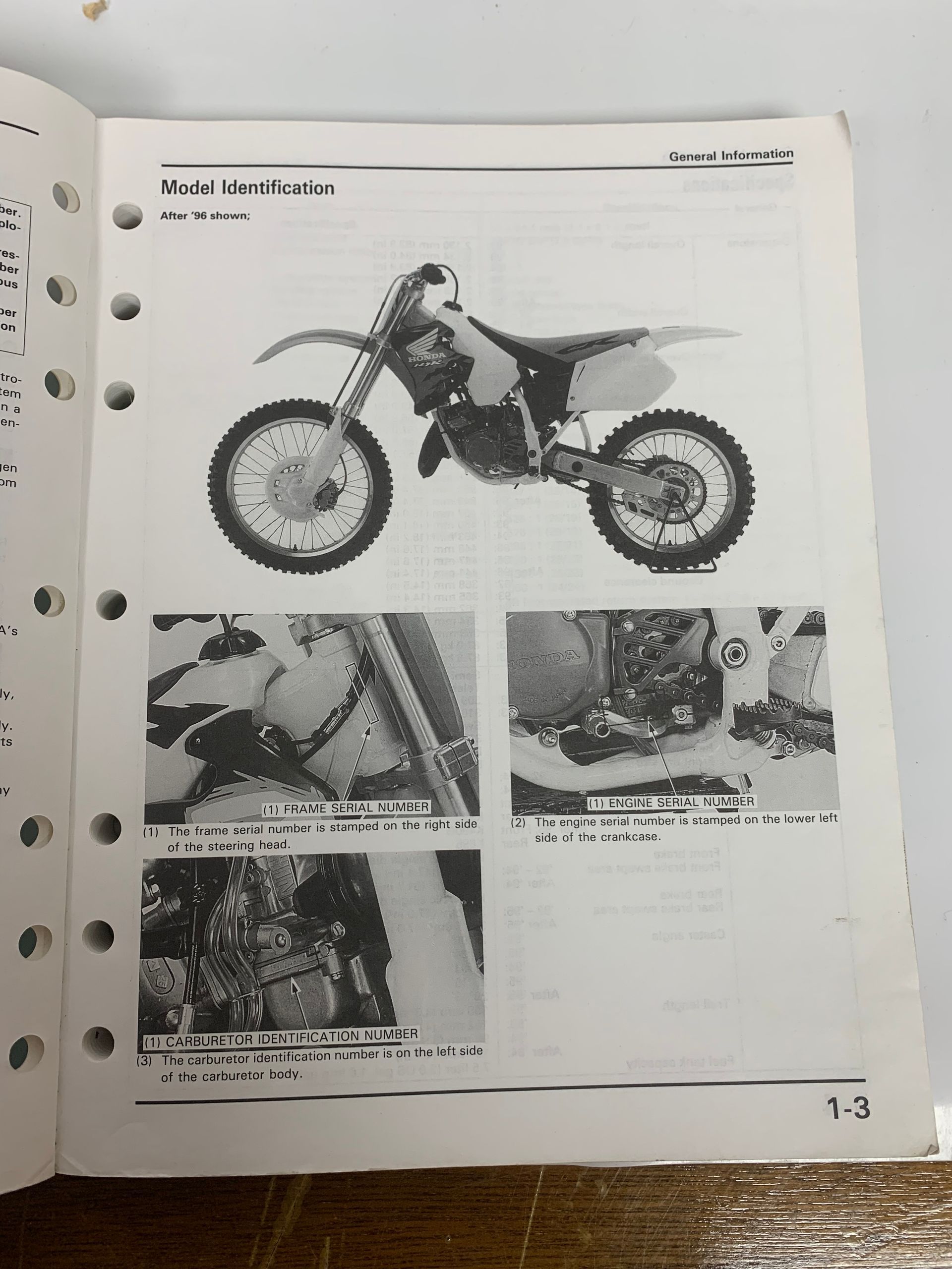 1992-1997 Honda CR125R OEM Service Manual - Complete, Nice Condition