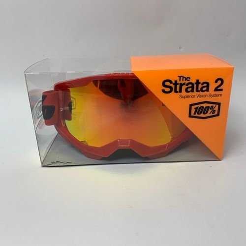 100% Strata 2 Goggles - Red - Red Mirror Lense