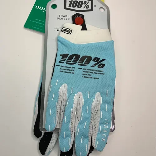 100% iTrack Gloves - Aqua - Size Large