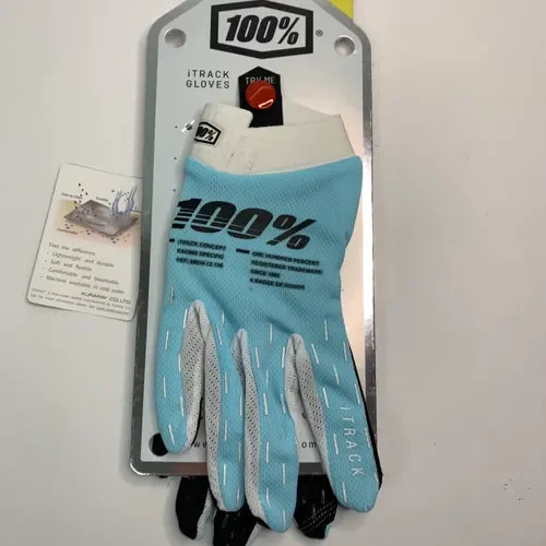 100% iTrack Gloves - Aqua - Size Medium