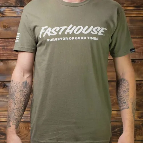 Fasthouse Logo Tee Shirt - Army Green - Size Med.