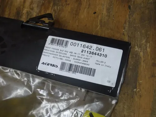 2008 RMZ450 FLO-YELLOW Front Fender 2009 2010 2011 2012 2013 2014 2015 2016 2017