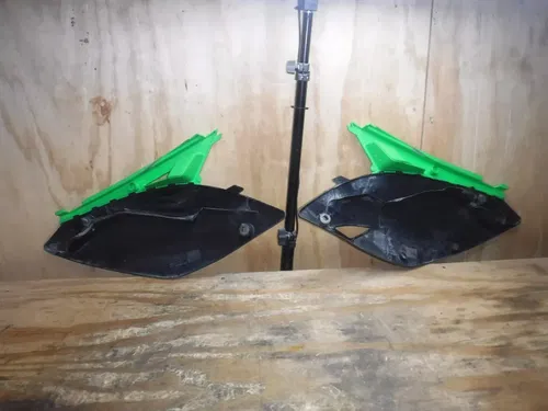 2012 KX250f (A) Left Right Rear Number Plate Plastics Plastic Body Green