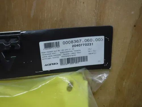 M15 RM125 RM250 Rear Fender Plastics Yellow 2001 2002 2003 2004 2005 2006 - 2008