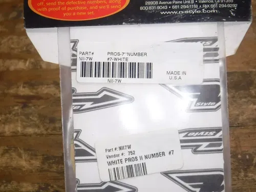 (M7) N-STYLE 7" White #7 Pros Number For Number Plate