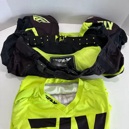 Fly Racing Lite/kinetic High Vis. Riding Gear Set. Pants Sz.32/ Jersey Sz. L