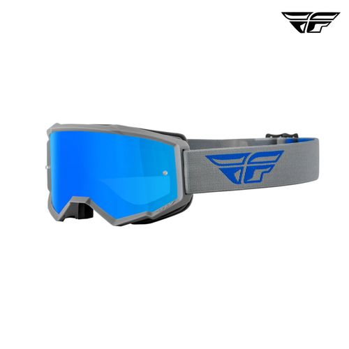 FLY RACING YOUTH ZONE GOGGLE - GREY/BLUE - SKY BLUE MIRROR/SMOKE LENS