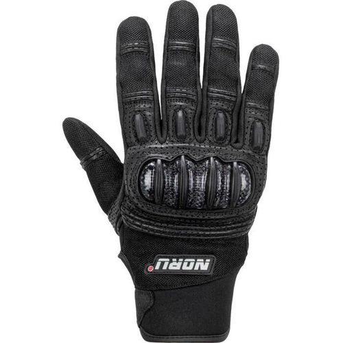 Noru Dokyo Leather/Polyester Motorcycle Riding Gloves Black