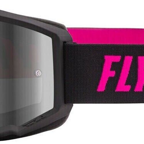 FLY RACING ZONE YOUTH GOGGLE - BLACK/PINK - SILVER MIRROR/SMOKE LENS W/POST