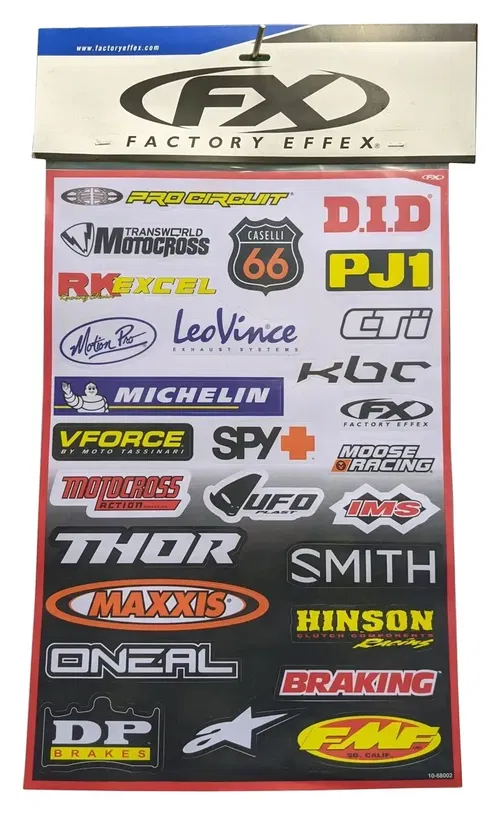 Factory Effex Sponsor Sticker Kits 10-68002 Sponsor Kit B 13" x 19" sheet