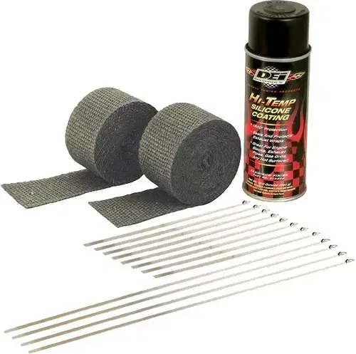 Black Exhaust Pipe Wrap Kit Wrap W Black Silicone DEI 901330