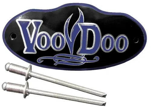 Voodoo Blue Exhaust Badge VEBBU for Voodoo Mojo Sidewinder Performance