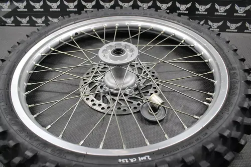 2001 HONDA CR250R OEM FRONT WHEEL RIM HUB TIRE ROTOR COMPLETE 44650-MAC-680