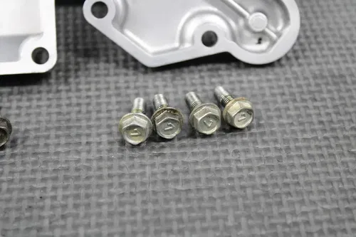 2003 93-04 KAWASAKI KX250 OEM EXHAUST POWER VALVE CYLINDER COVERS & BOLTS SET
