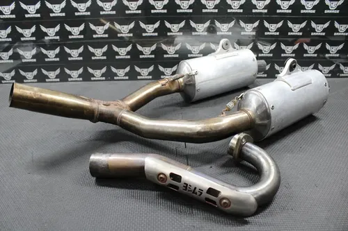 2006 HONDA 06-09 CRF250R YOSHIMURA DUAL EXHAUST PIPE CHAMBER HEADER MUFFLERS