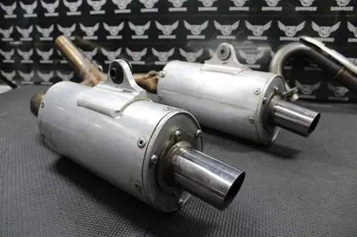 2006 HONDA 06-09 CRF250R YOSHIMURA DUAL EXHAUST PIPE CHAMBER HEADER MUFFLERS