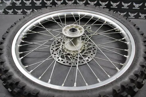 2003 02-07 HONDA CR125R OEM 21" FRONT WHEEL RIM HUB TIRE ROTOR 44650-KZ4-J41