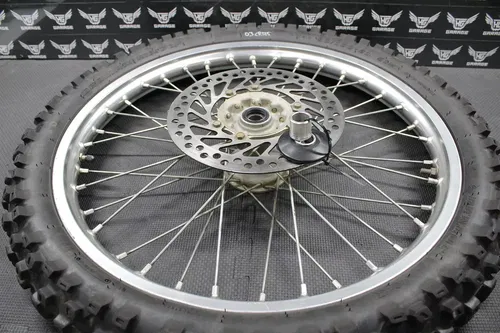 2003 02-07 HONDA CR125R OEM 21" FRONT WHEEL RIM HUB TIRE ROTOR 44650-KZ4-J41