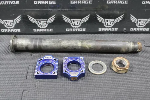 2013 KAWASAKI KX250F OEM REAR AXLE BACK WHEEL RIM PIVOT BOLT SHAFT TUSK BLOCKS