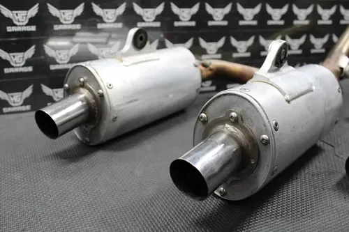 2006 HONDA 06-09 CRF250R YOSHIMURA DUAL EXHAUST PIPE CHAMBER HEADER MUFFLERS
