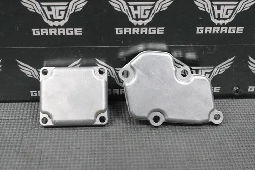 1996 93-96 SUZUKI RM125 OEM EXHAUST POWER VALVE CYLINDER SIDE COVERS 11248-27C30